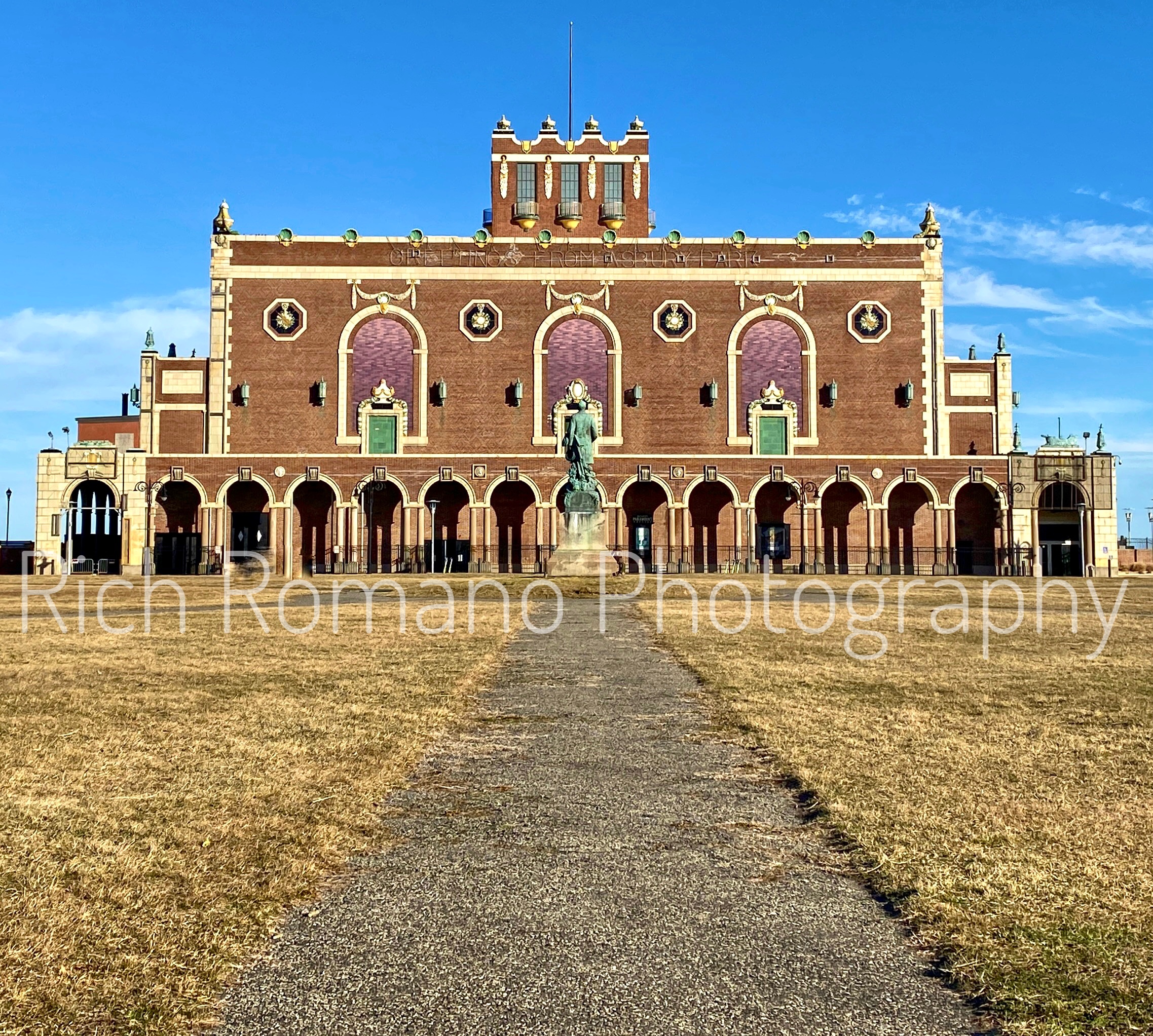 leading lines towards historic convention hall in asbury park new jersey